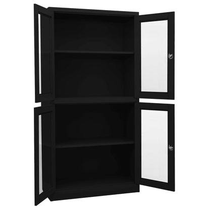 Armadio per Ufficio Nero 90x40x180 cm in Acciaio e Vetro - homemem39