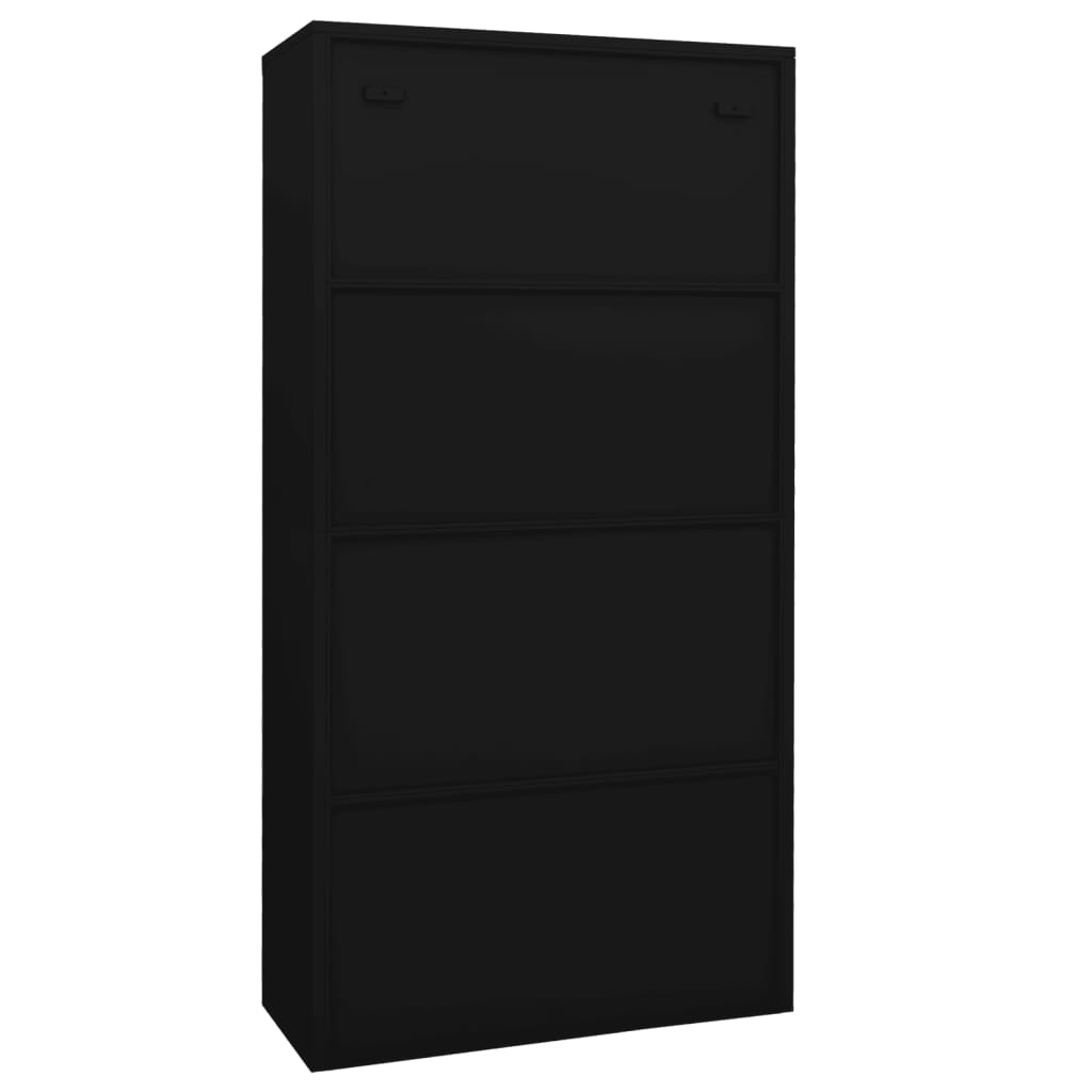 Armadio per Ufficio Nero 90x40x180 cm in Acciaio e Vetro - homemem39