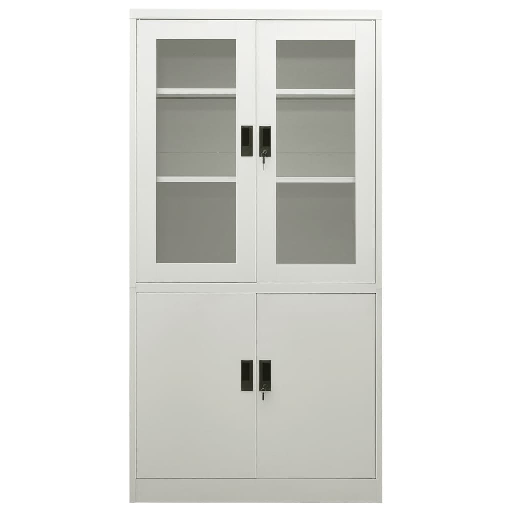 Armadio per Ufficio Grigio Chiaro 90x40x180 cm in Acciaio - homemem39