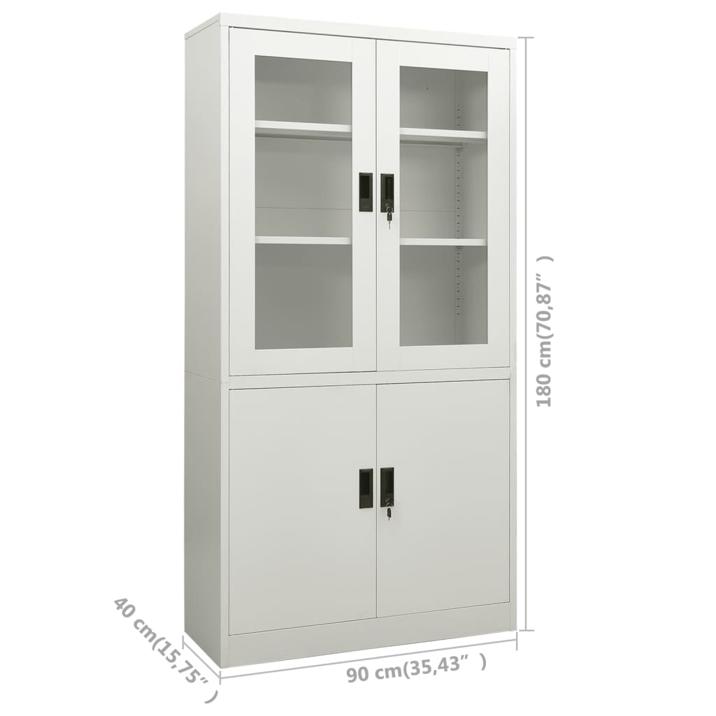 Armadio per Ufficio Grigio Chiaro 90x40x180 cm in Acciaio - homemem39