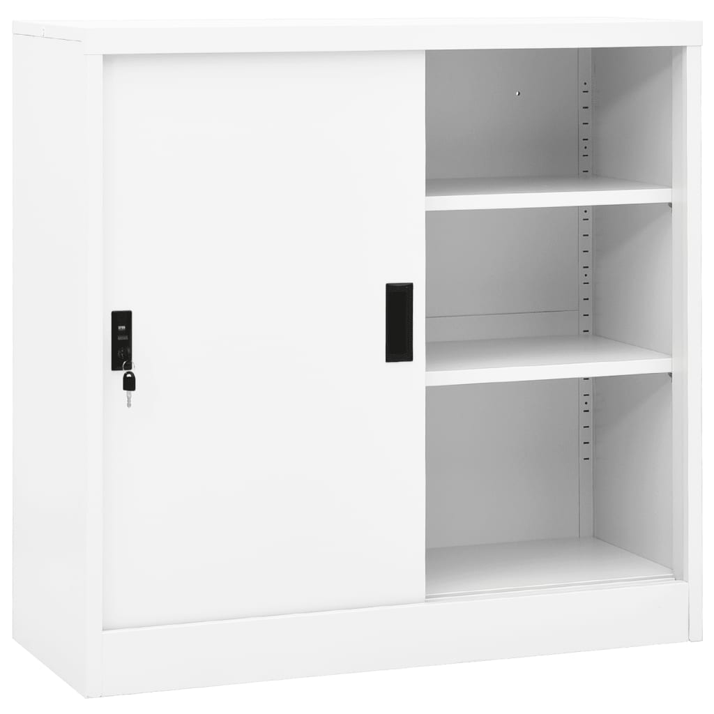 Armadio per Ufficio Anta Scorrevole Bianco 90x40x90cm Acciaio - homemem39