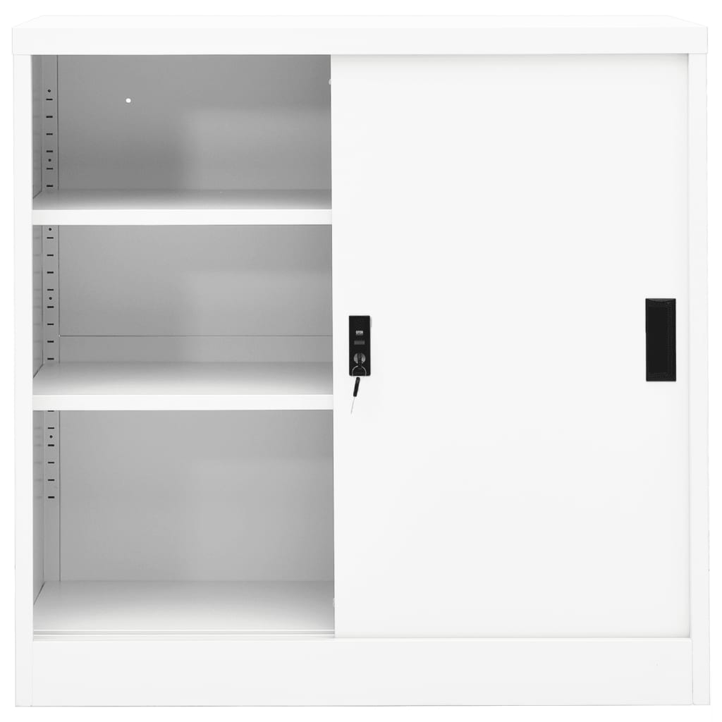 Armadio per Ufficio Anta Scorrevole Bianco 90x40x90cm Acciaio - homemem39