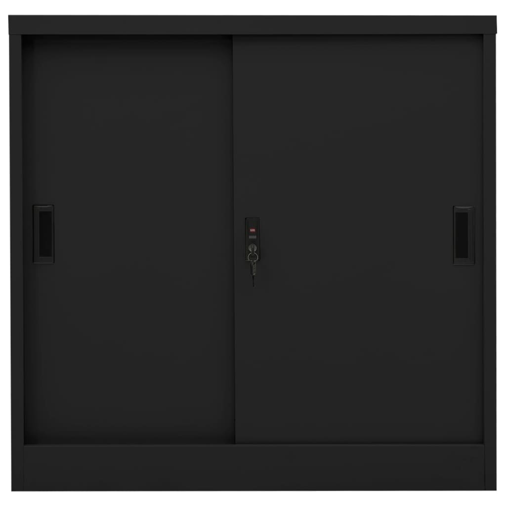 Armadio per Ufficio Anta Scorrevole Nero 90x40x90cm Acciaio - homemem39