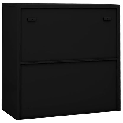 Armadio per Ufficio Anta Scorrevole Nero 90x40x90cm Acciaio - homemem39