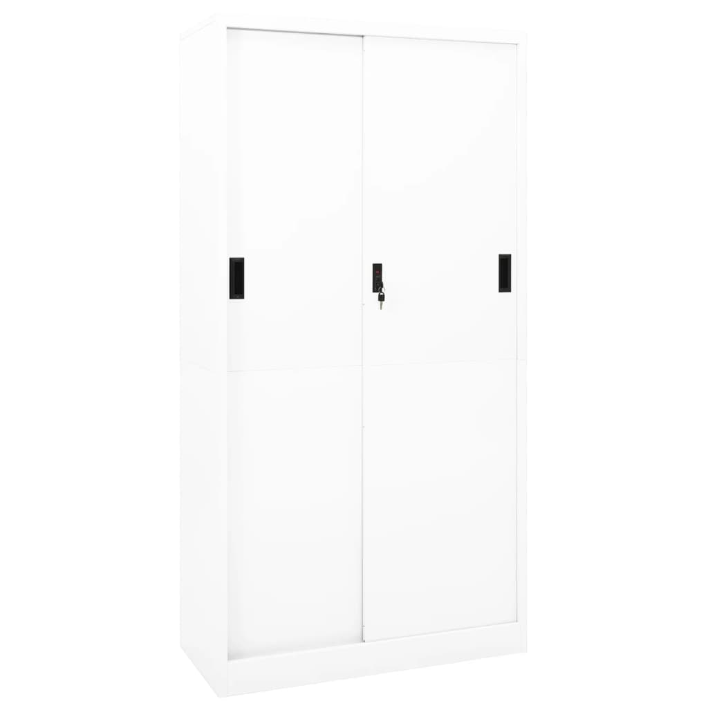 Armadio per Ufficio Anta Scorrevole Bianco 90x40x180 cm Acciaio - homemem39