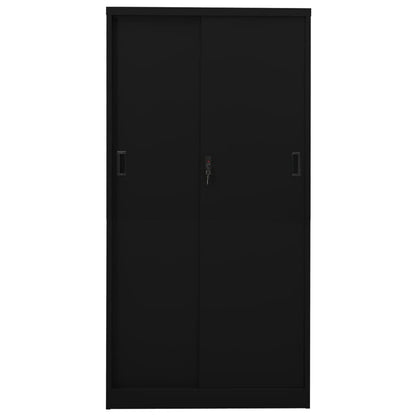 Armadio per Ufficio Anta Scorrevole Nero 90x40x180 cm Acciaio - homemem39