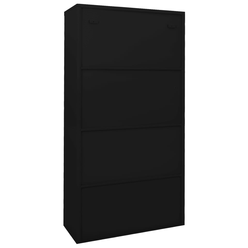 Armadio per Ufficio Anta Scorrevole Nero 90x40x180 cm Acciaio - homemem39