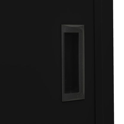 Armadio per Ufficio Anta Scorrevole Nero 90x40x180 cm Acciaio - homemem39