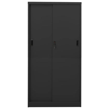 Armadio Ufficio Anta Scorrevole Antracite 90x40x180 cm Acciaio - homemem39