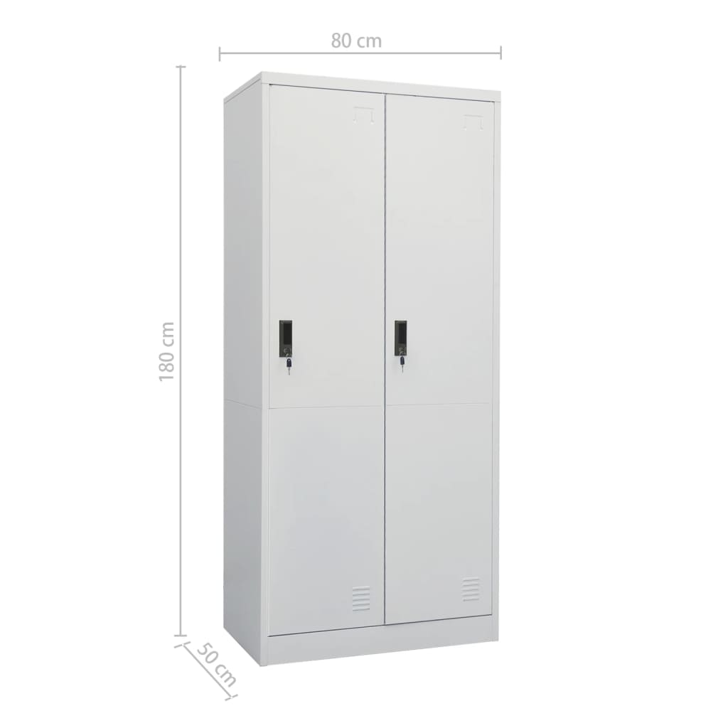 Armadio Grigio Chiaro 80x50x180 cm in Acciaio - homemem39