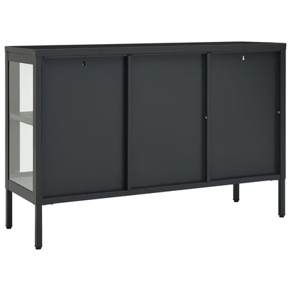 Credenza Antracite 105x35x70 cm in Acciaio e Vetro - homemem39