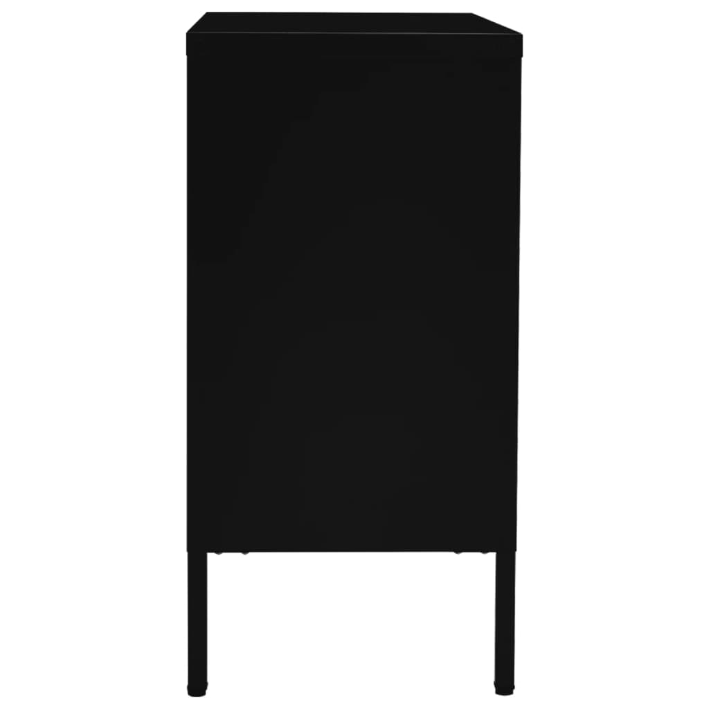 Credenza Nera 75x35x70 cm in Acciaio e Vetro Temperato - homemem39