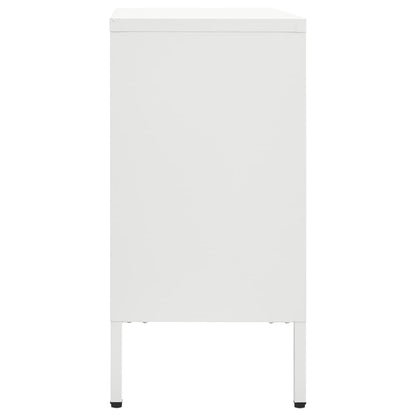 Credenza Bianca 75x35x70 cm in Acciaio e Vetro Temperato - homemem39