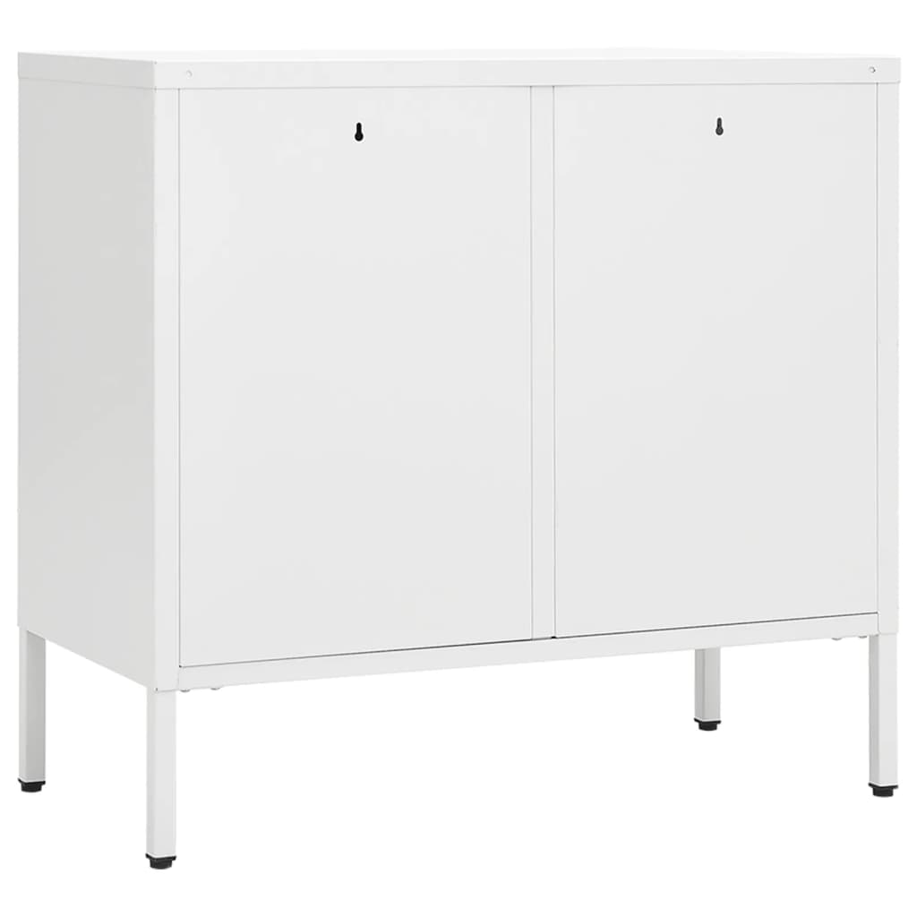 Credenza Bianca 75x35x70 cm in Acciaio e Vetro Temperato - homemem39