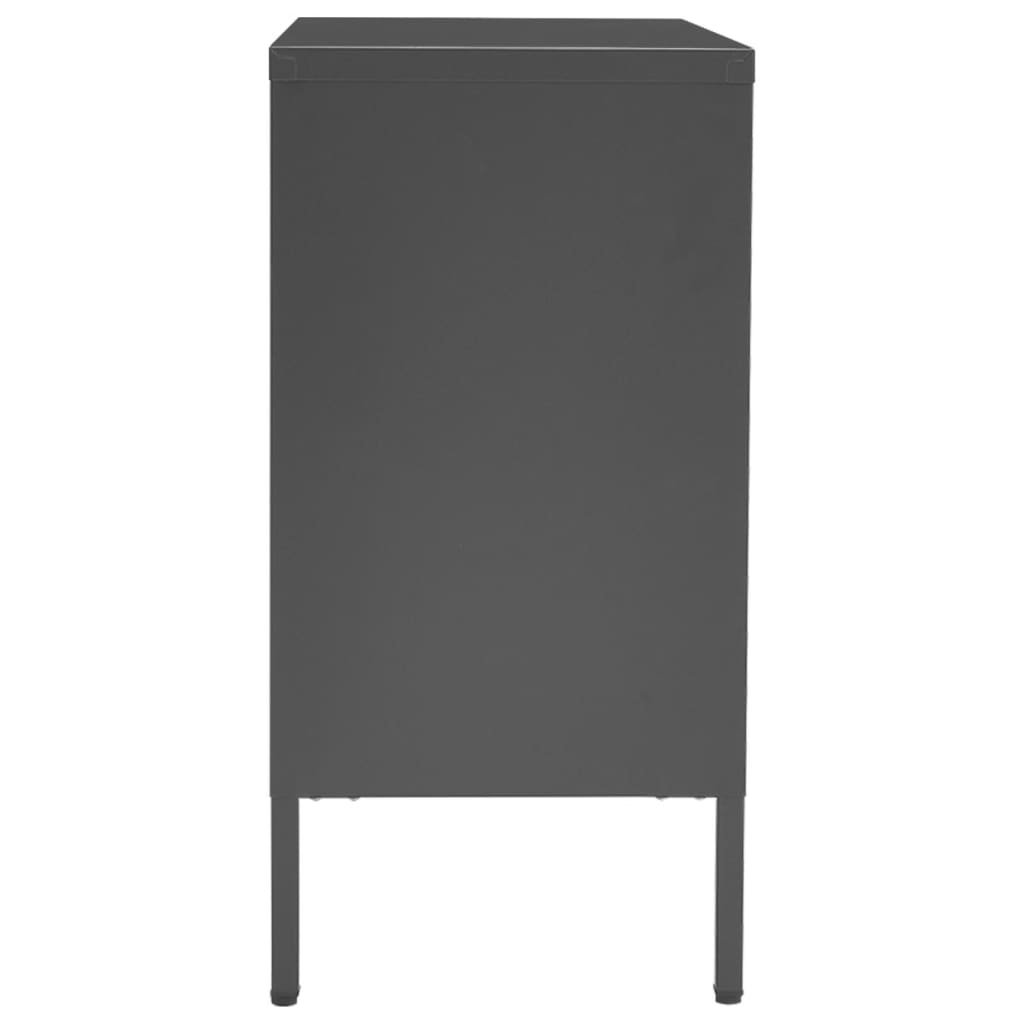 Credenza Antracite 75x35x70 cm in Acciaio e Vetro Temperato - homemem39