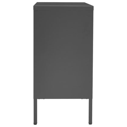 Credenza Antracite 75x35x70 cm in Acciaio e Vetro Temperato - homemem39