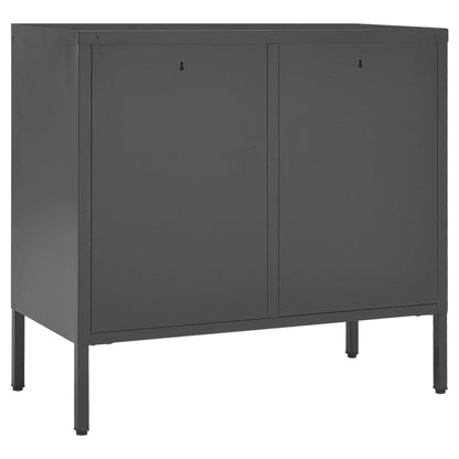 Credenza Antracite 75x35x70 cm in Acciaio e Vetro Temperato - homemem39