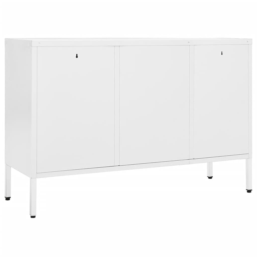 Credenza Bianca 105x35x70 cm in Acciaio e Vetro Temperato - homemem39