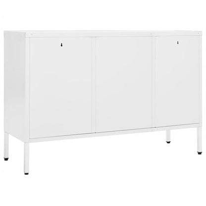 Credenza Bianca 105x35x70 cm in Acciaio e Vetro Temperato - homemem39