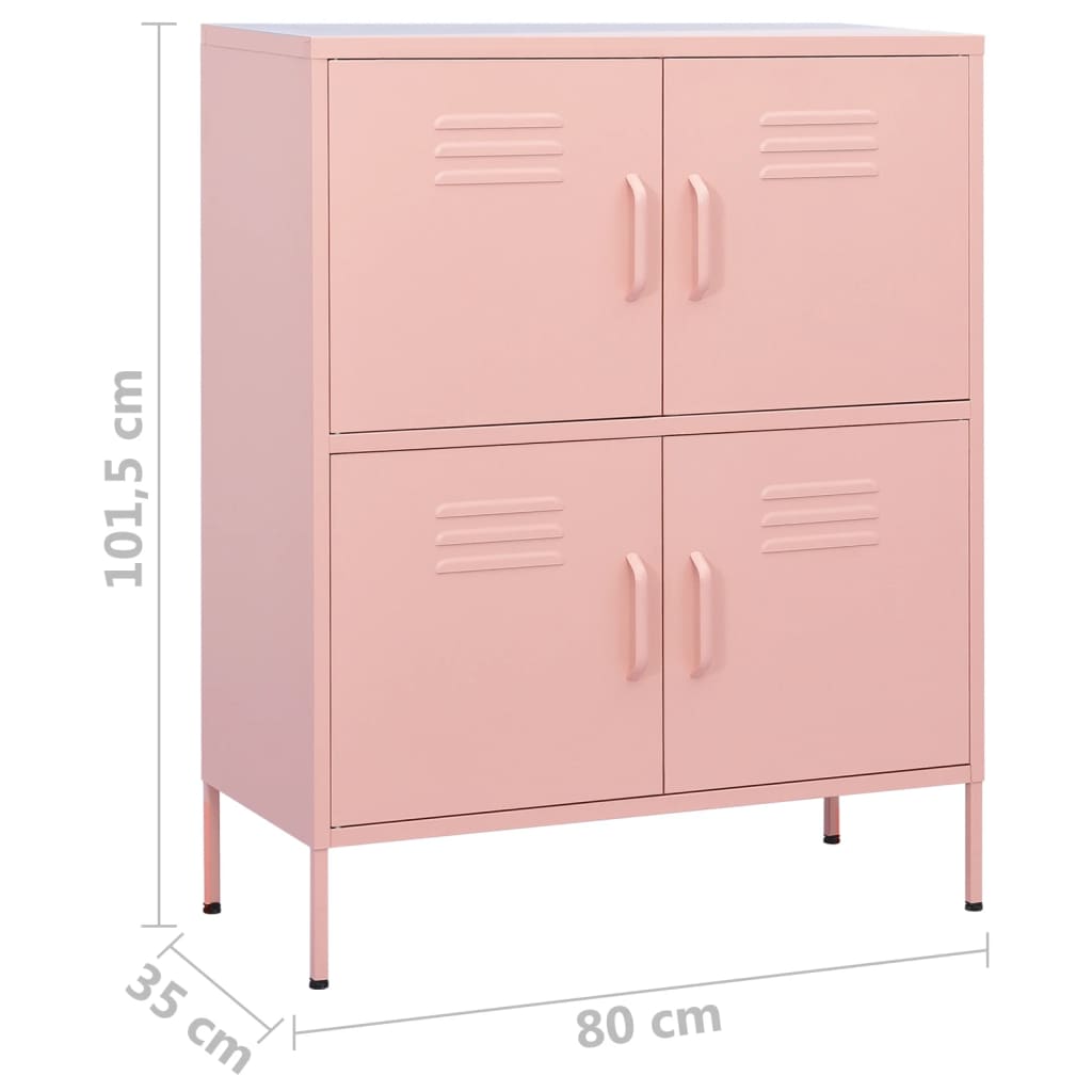 Armadietto Rosa 80x35x101,5 cm in Acciaio - homemem39