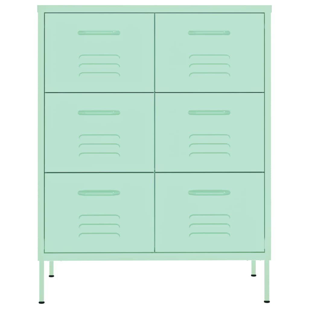 Cassettiera Menta 80x35x101,5 cm in Acciaio - homemem39