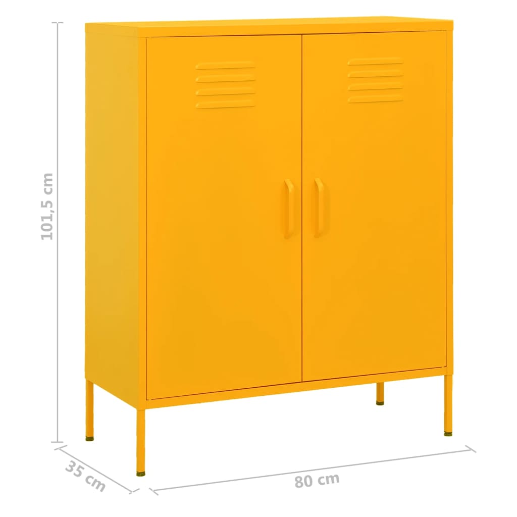 Armadietto Giallo Senape 80x35x101,5 cm in Acciaio - homemem39