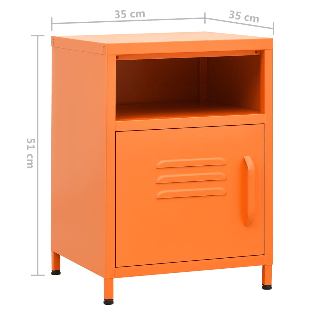 Comodino Arancione 35x35x51 cm in Acciaio - homemem39
