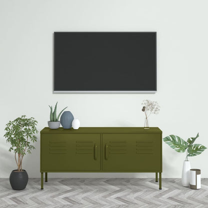 Mobile TV Verde Oliva 105x35x50 cm in Acciaio - homemem39