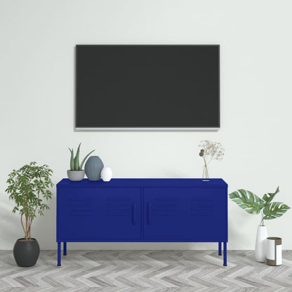 Mobile TV Blu Marino 105x35x50 cm in Acciaio - homemem39