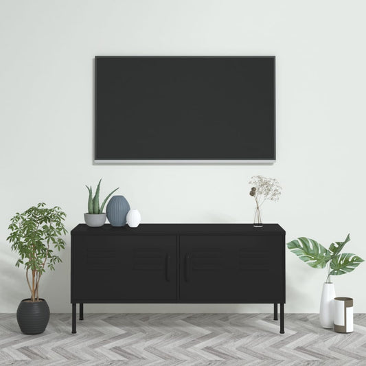 Mobile TV Nero 105x35x50 cm in Acciaio - homemem39