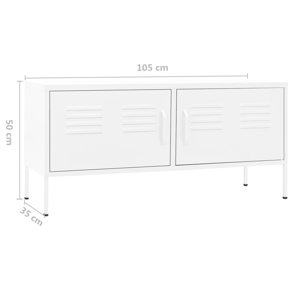 Mobile TV Bianco 105x35x50 cm in Acciaio - homemem39