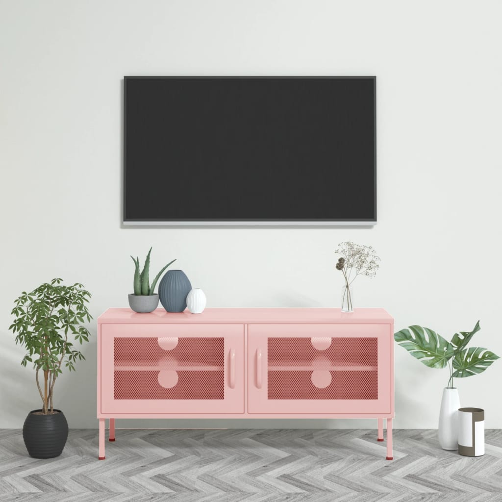 Mobile TV Rosa 105x35x50 cm in Acciaio - homemem39