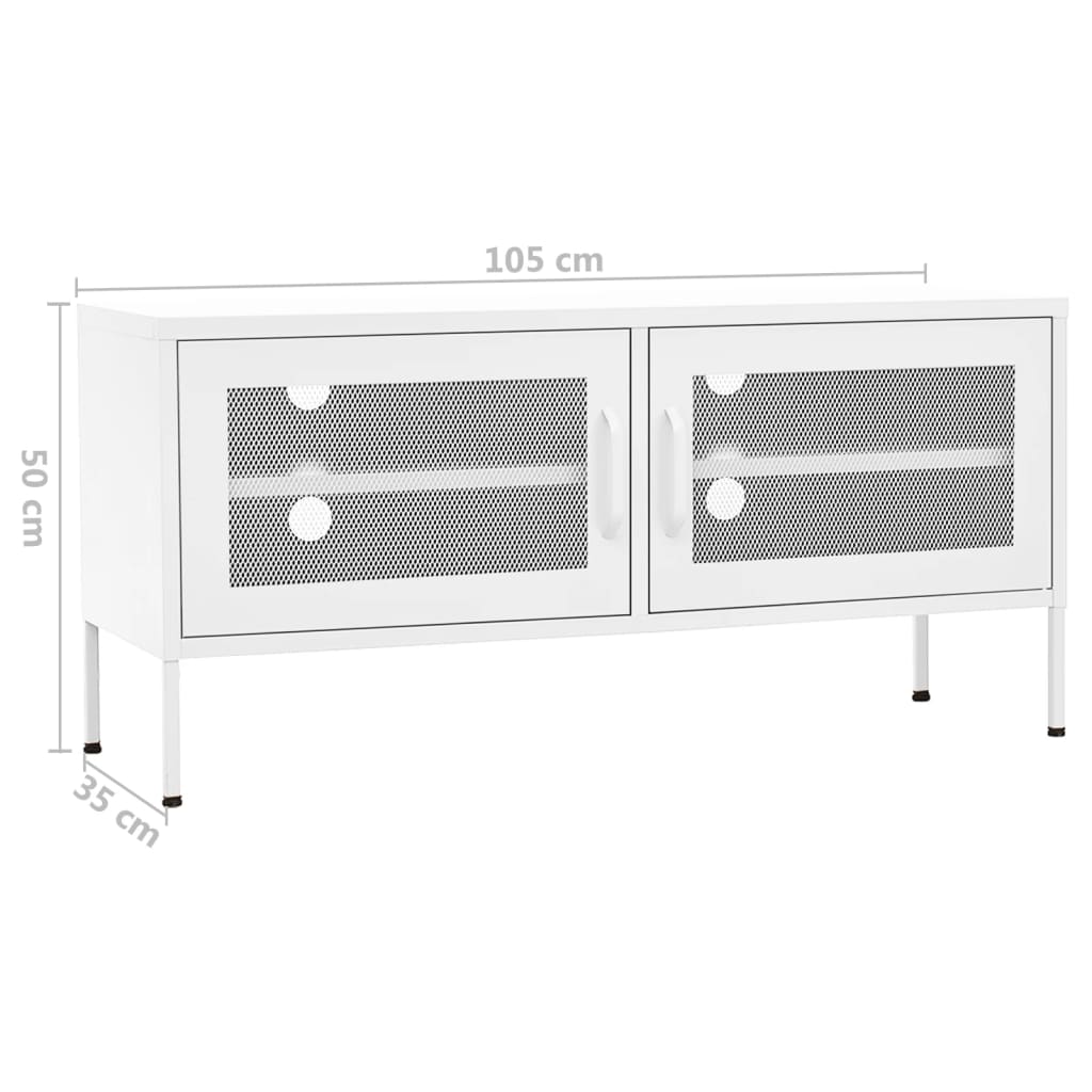 Mobile TV Bianco 105x35x50 cm in Acciaio - homemem39