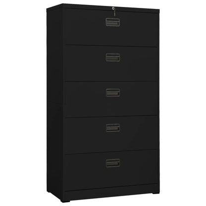 Armadio Classificatore Nero 90x46x164 cm in Acciaio - homemem39