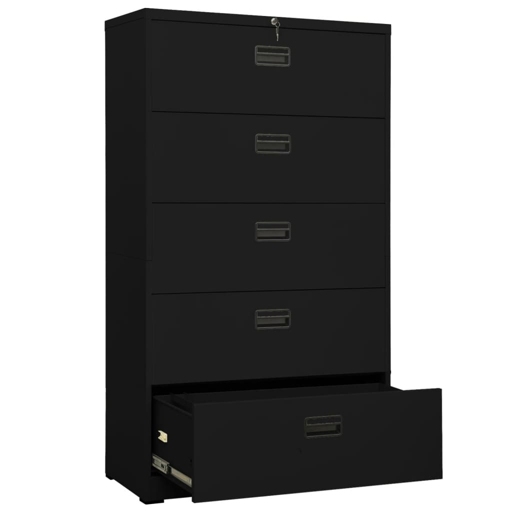 Armadio Classificatore Nero 90x46x164 cm in Acciaio - homemem39