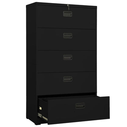 Armadio Classificatore Nero 90x46x164 cm in Acciaio - homemem39