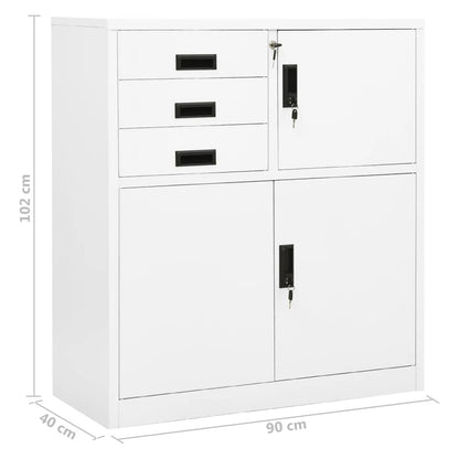 Armadio per Ufficio Bianco 90x40x102 cm in Acciaio - homemem39