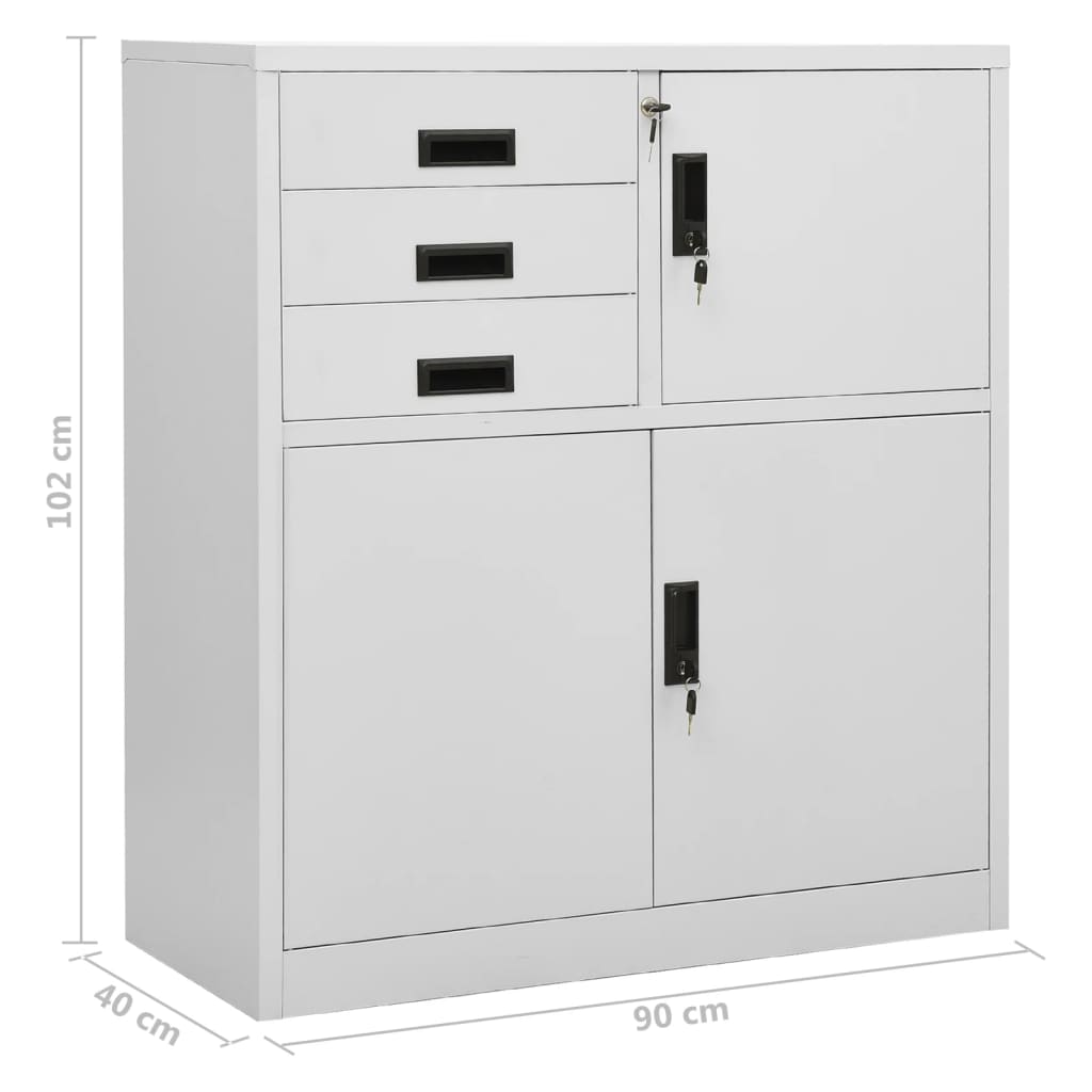 Armadio per Ufficio Grigio Chiaro 90x40x102 cm in Acciaio - homemem39