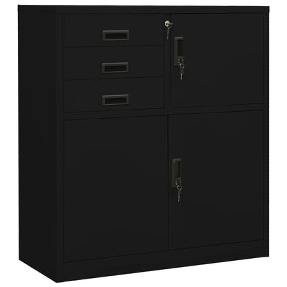 Armadio per Ufficio Nero 90x40x102 cm in Acciaio - homemem39