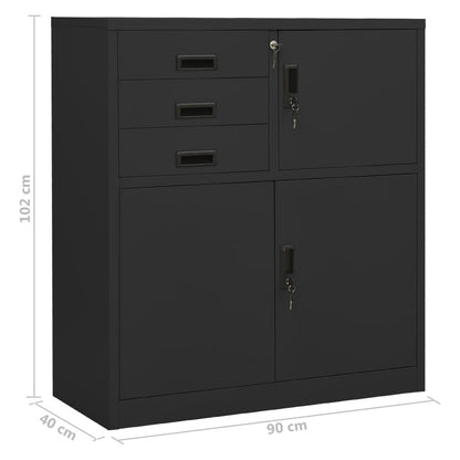 Armadio per Ufficio Antracite 90x40x102 cm in Acciaio - homemem39