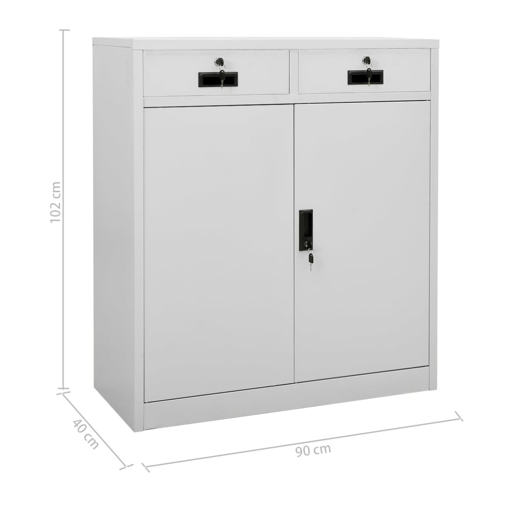 Armadio per Ufficio Grigio Chiaro 90x40x102 cm in Acciaio - homemem39