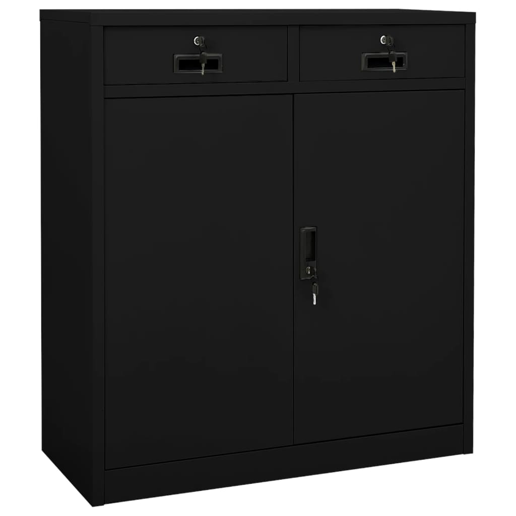 Armadio per Ufficio Nero 90x40x102 cm in Acciaio - homemem39