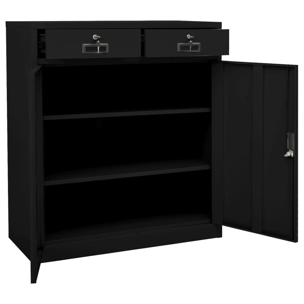 Armadio per Ufficio Nero 90x40x102 cm in Acciaio - homemem39