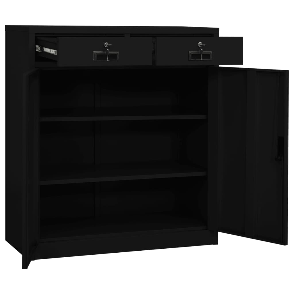 Armadio per Ufficio Nero 90x40x102 cm in Acciaio - homemem39