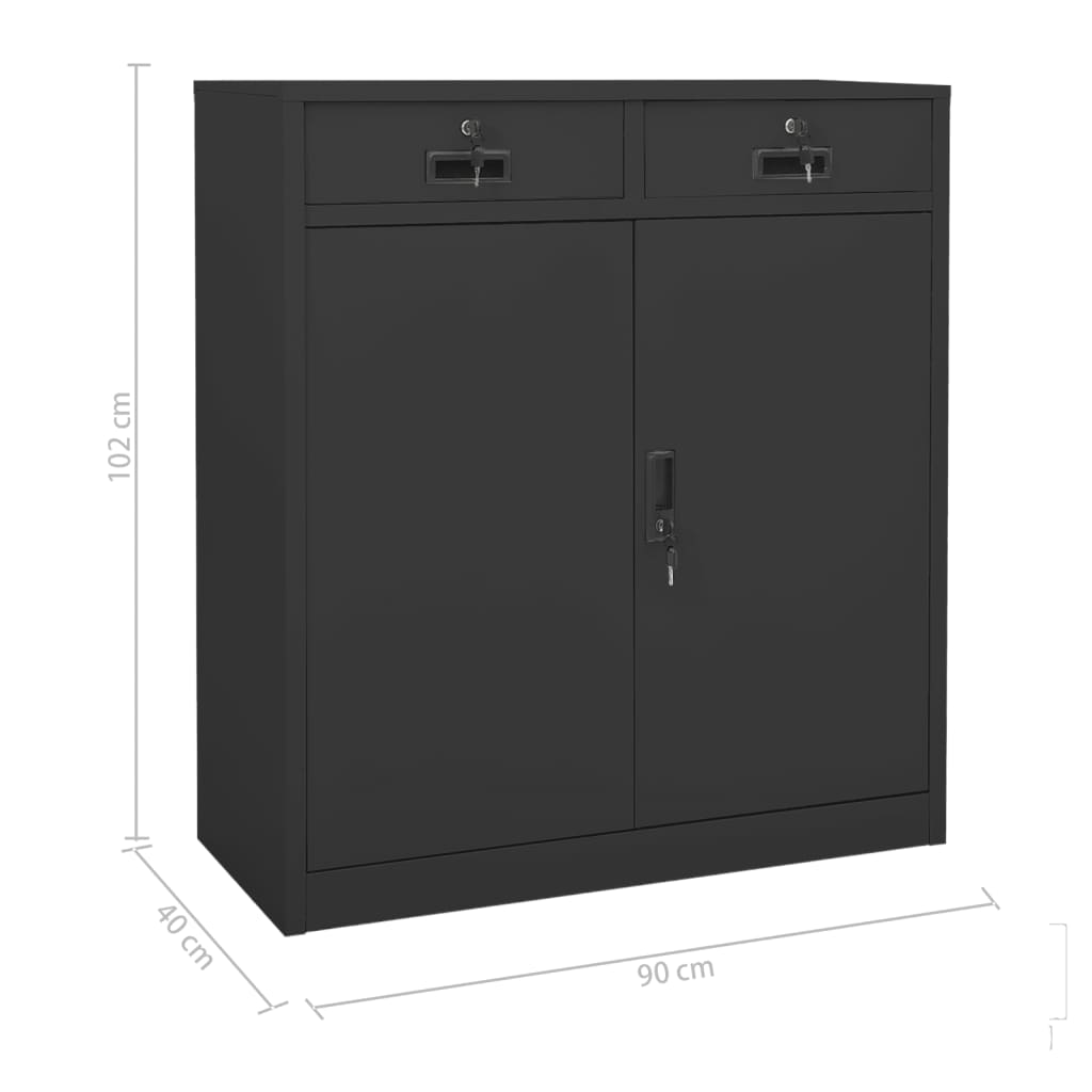 Armadio per Ufficio Antracite 90x40x102 cm in Acciaio - homemem39