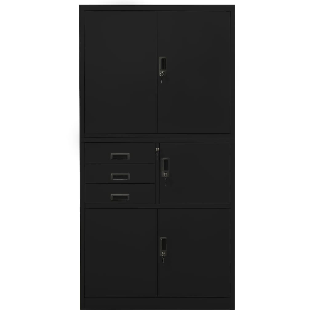 Armadio per Ufficio Nero 90x40x180 cm in Acciaio - homemem39