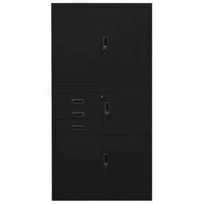 Armadio per Ufficio Nero 90x40x180 cm in Acciaio - homemem39