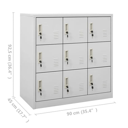 Armadietto con Chiave Grigio Chiaro 90x45x92,5 cm in Acciaio - homemem39