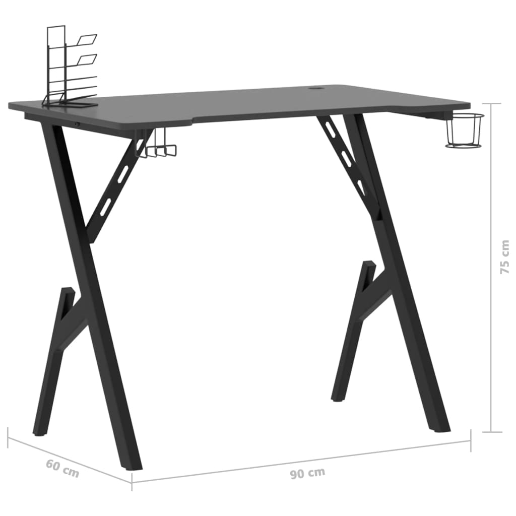 Scrivania da Gaming con Gambe a Y Nera 90x60x75 cm - homemem39