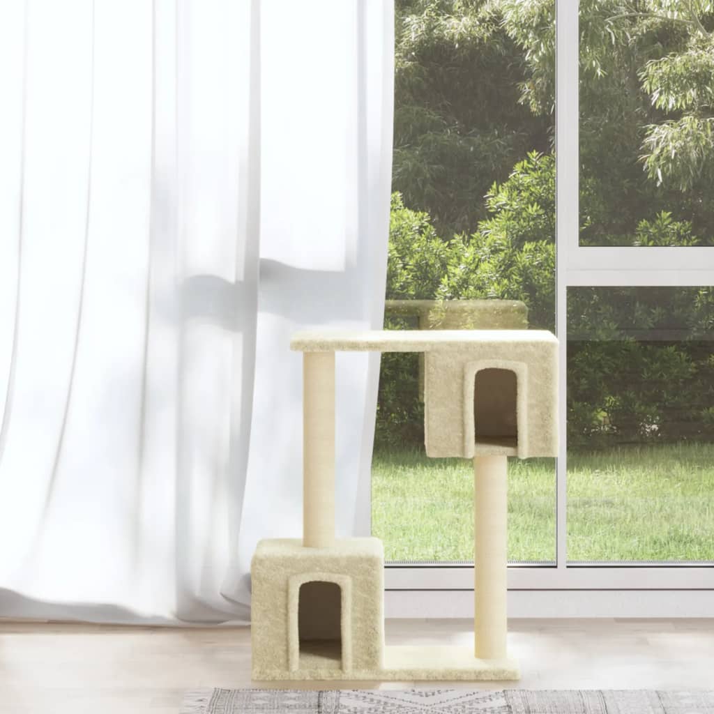 Albero per Gatti con Tiragraffi in Sisal Crema 60 cm - homemem39